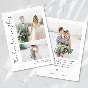 Romantische Script-Multiple-Foto-Hochzeit Dankeskarte