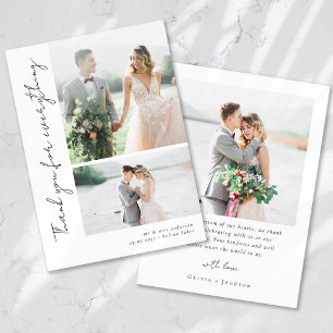Romantische Script-Multiple-Foto-Hochzeit Dankeskarte