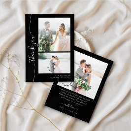 Romantische Script-Multiple-Foto-Hochzeit Dankeskarte