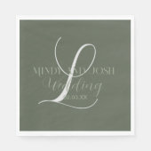 Romantische Script Sage Green Initial Wedding Serviette (Vorderseite)