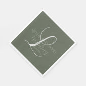 Romantische Script Sage Green Initial Wedding Serviette (Ecke)