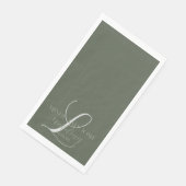 Romantische Script Sage Green Initial Wedding Serviette (Ecke)
