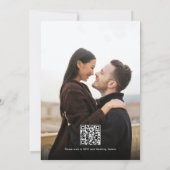 Romantische Script Schwarz-weiß Foto QR Code Hochz Einladung (Rückseite)
