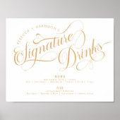 Romantische Script Signature Drinks Hochzeit Bar G Poster (Vorne)