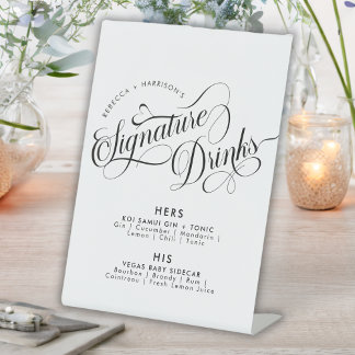 Romantische Script Signature Drinks Hochzeiten Bar Sockelschild