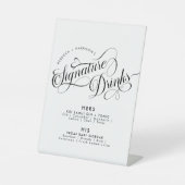 Romantische Script Signature Drinks Hochzeiten Bar Sockelschild (Vorderseite)