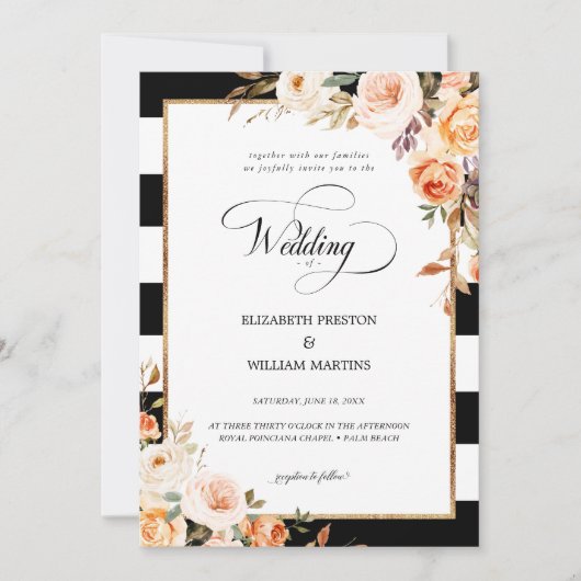 Romantische Script Terracotta Floral Wedding Einladung (Vorderseite)