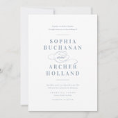 Romantische Script Typografie Dusty Blue Wedding Einladung (Vorderseite)