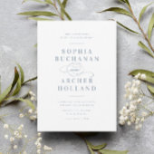 Romantische Script Typografie Dusty Blue Wedding Einladung