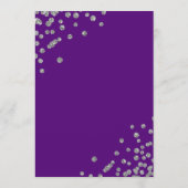 Romantische Script Wedding Confetti Silver Lila Menükarte (Rückseite)