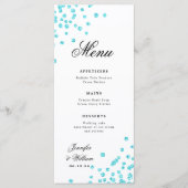 Romantische Script Wedding Confetti Türkis Menükarte (Vorderseite)