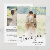 Romantische Script Wedding danke Foto (Vorne/Hinten)
