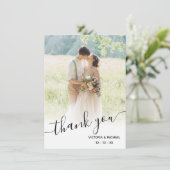 Romantische Script Wedding danke Foto (Stehend Vorderseite)