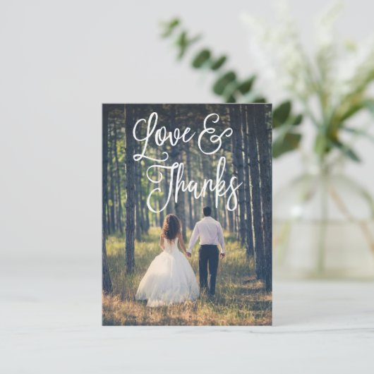 Romantische Script Wedding Danke Postcard Postkarte (Stehend Vorderseite)