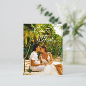 Romantische Script Wedding Danke Postcard Postkarte (Stehend Vorderseite)