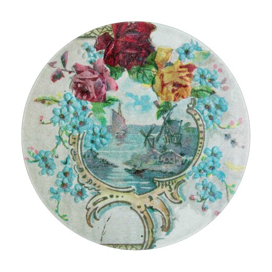 Romantische Seascape ROMANTİCA, Blumen, Rose Schneidebrett (Vorderseite)