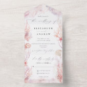 Romantische Seashells Corals Underwater Life Weddi All In One Einladung (Innen Boden)