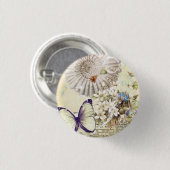romantische Seashellsschmetterlings-Gastgeschenk Button (Vorne & Hinten)