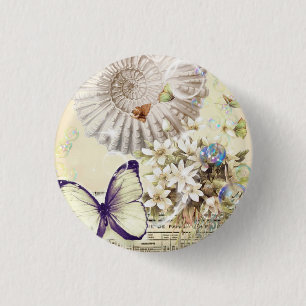 romantische Seashellsschmetterlings-Gastgeschenk Button