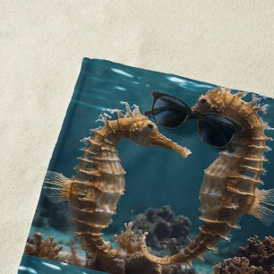 Romantische Seepferde unter dem Ozean, Strandtuch
