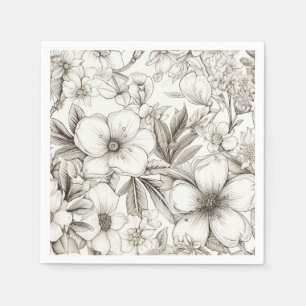 Romantische Sepia-Blumen Elfenbein Vintage-Blüte Serviette