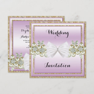 Romantische Sequins & florale Gemi Glitzer Bow Wed Einladung