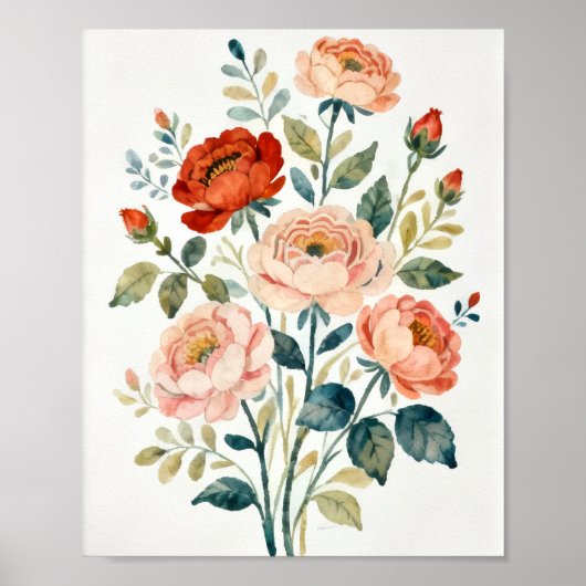 Romantische Shabby-Chic-Blumenkunst Poster (Vorne)