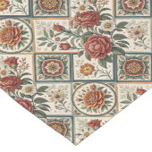 Romantische Shabby Chic-Rote Rosen und grüne Flies Großer Tischläufer (Ecke)