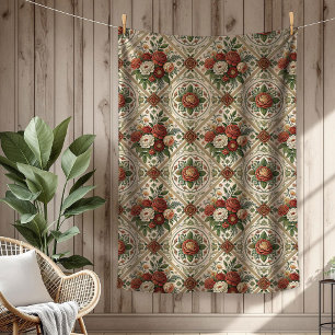 Romantische Shabby Chic wirbeln Rote Rosen und Til Fleecedecke