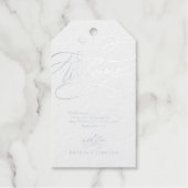 Romantische Silber Foil Calligrafy Wedding Willkom Geschenkanhänger (Vorderseite)