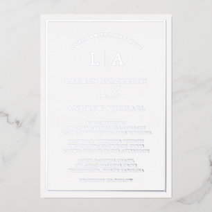 Romantische Silber Foil Monogram Border Wedding Folieneinladung