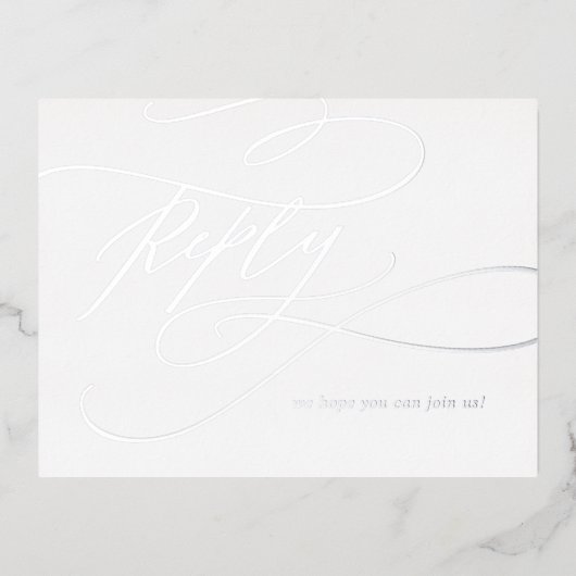 Romantische Silber Foil Wedding Meal Option UAWG Folie Einladungspostkarte (Vorderseite)