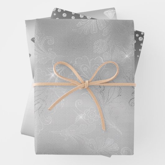 Romantische Silberblume Geschenkpapier Set (Beispiel)