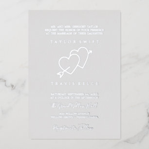 Romantische Silberfolie Graue formelle Hochzeit Folieneinladung