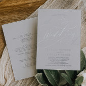 Romantische Silberfolie Graue Vorder- und Rückseit Folieneinladung