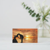 Romantische Silhouette Couple Kissing Surreal Suns Visitenkarte (Stehend Vorderseite)