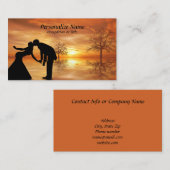Romantische Silhouette Couple Kissing Surreal Suns Visitenkarte (Vorne/Hinten)