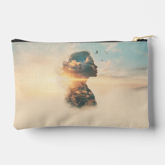 Romantische Silhouette der Natur Zubehörtasche (Rückseite)