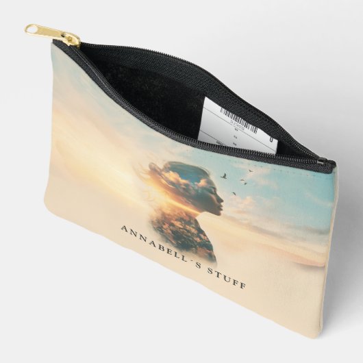 Romantische Silhouette der Natur Zubehörtasche (Offen)