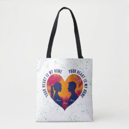 Romantische Silhouette eines Paares beim Sonnenunt Tasche