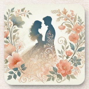 Romantische Silhouette eines Paares Getränkeuntersetzer