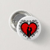 Romantische Silhouette eines Paares im Herzrahmen Button (Vorne & Hinten)