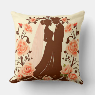 Romantische Silhouette eines Paares Kissen
