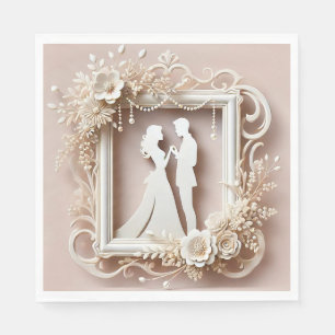 Romantische Silhouette eines Paares Serviette