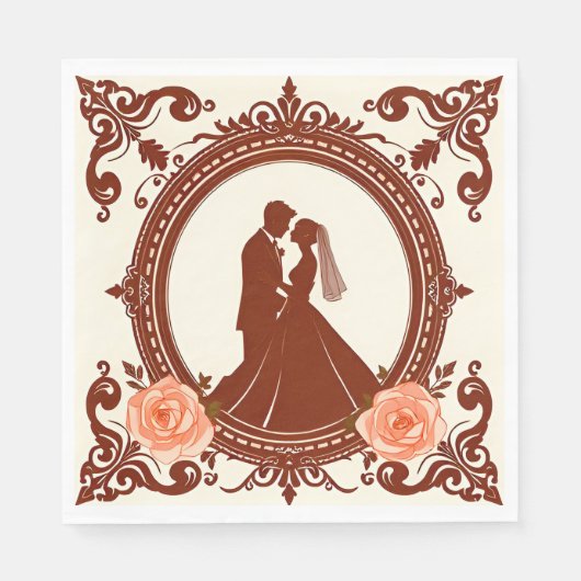 Romantische Silhouette eines Paares Serviette (Vorderseite)