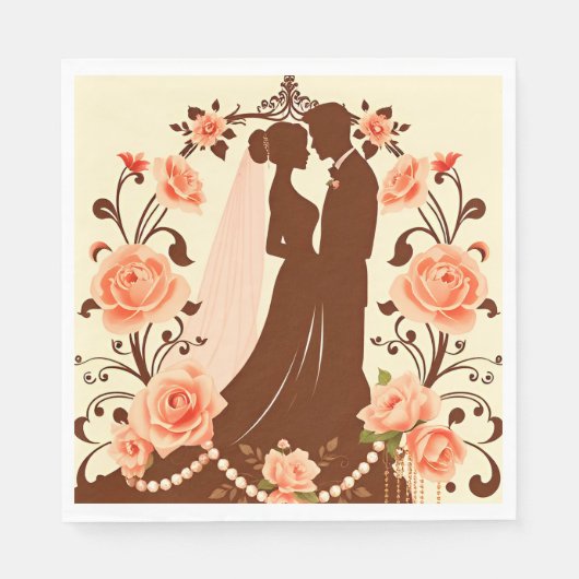 Romantische Silhouette eines Paares Serviette (Vorderseite)