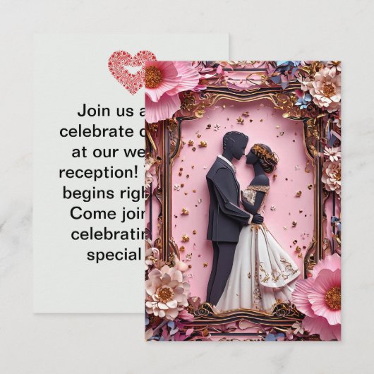 Romantische Silhouette Hochzeitszene Einladung (Vorne/Hinten)