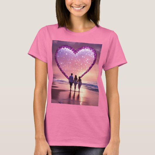 Romantische Silhouette im Herzen T-Shirt (Vorderseite)