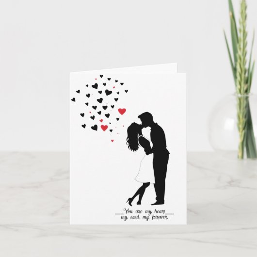 Romantische Silhouette Kiss Card - Benutzerdefinie Dankeskarte (Vorderseite)