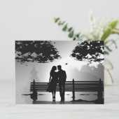 Romantische Silhouette Paar im Park Datum Ankündigung (Stehend Vorderseite)